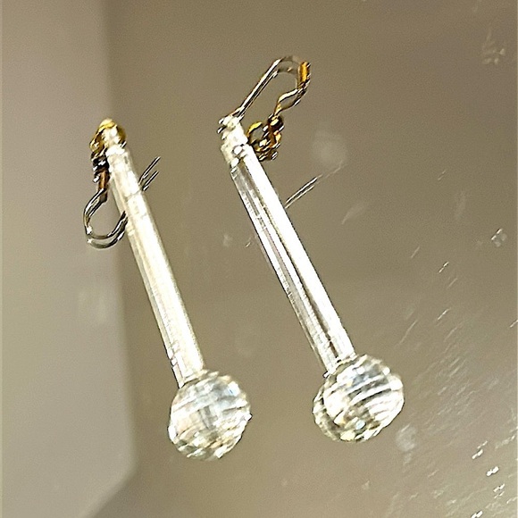 Disco Acrylic Clear Drop Earrings - Picture 2 of 10